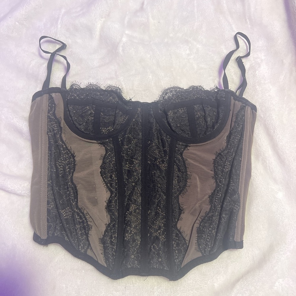 urban outfitters out from under modern love corset in black